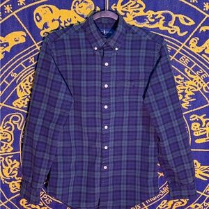 Ralph Lauren Men's Blue Plaid Button Down Shirt